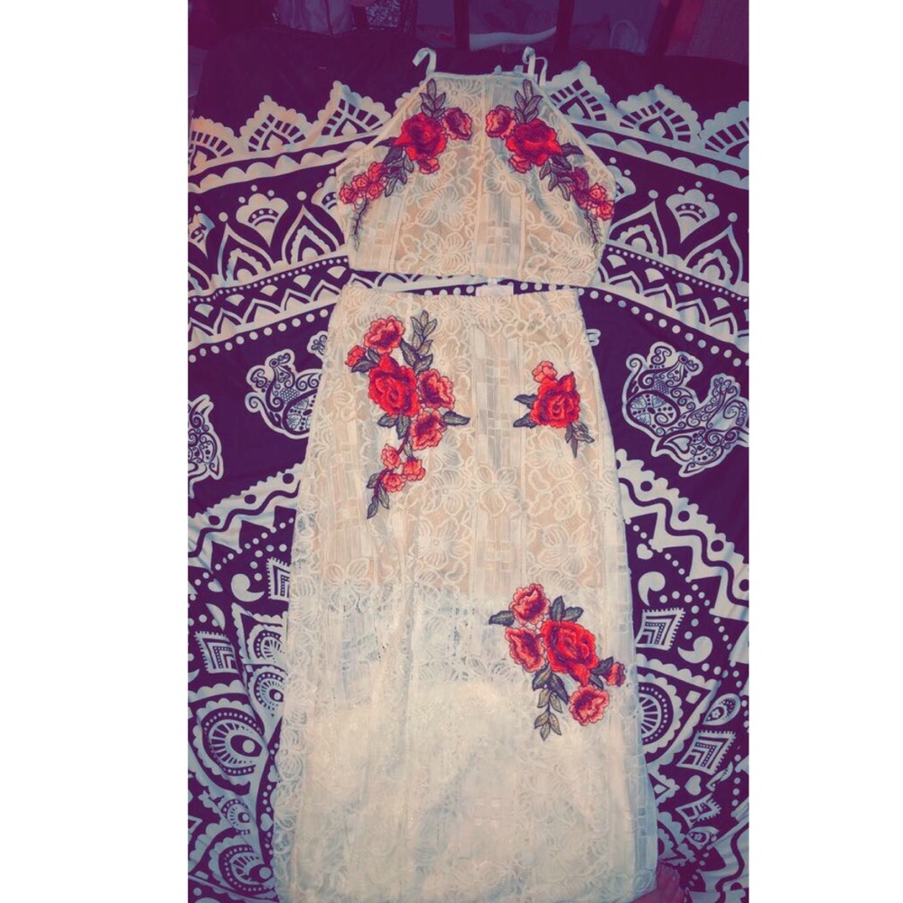 Lace Crop Top and Skirt Set